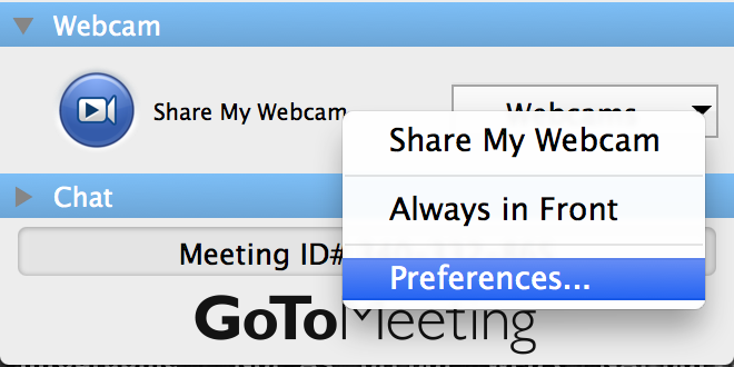 webcam preferences