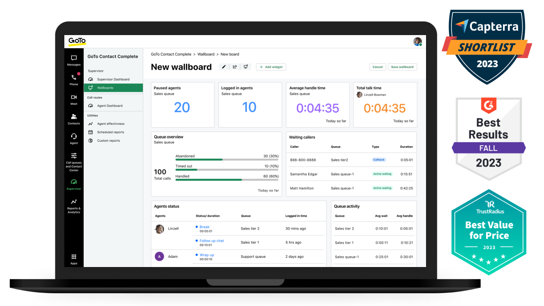 GoTo Connect’s award-winning Connect Contact Center platform.