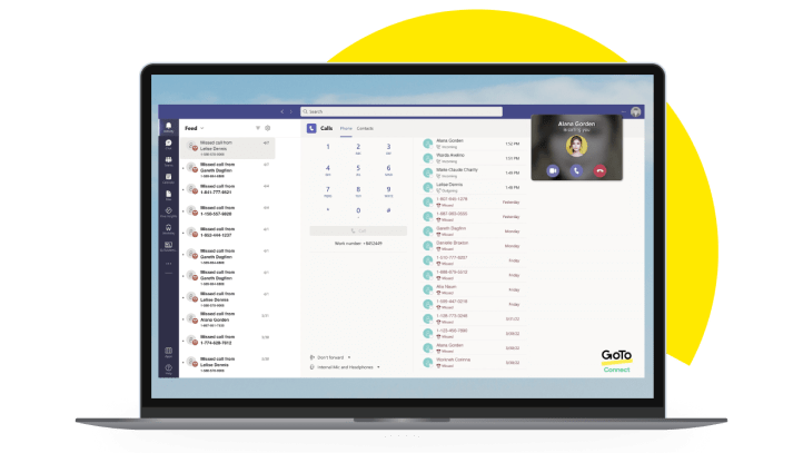 Écrans illustrant la licence et le forfait d'appels MS GoTo Connect.