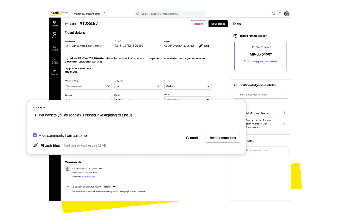 Text
Simplify access to support by bringing the ticketing process onto business messaging platforms.
