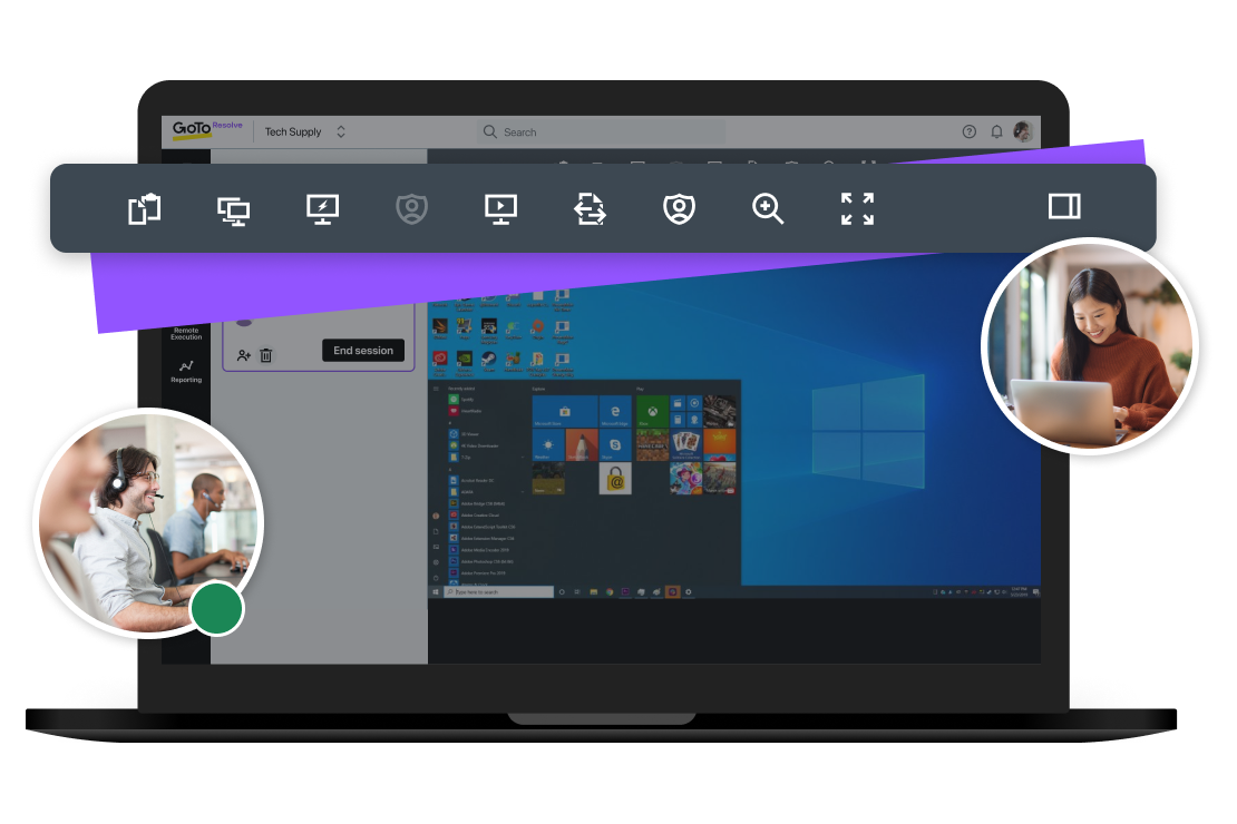 Registrazione dello schermo usando il software di supporto remoto GoTo Resolve. 