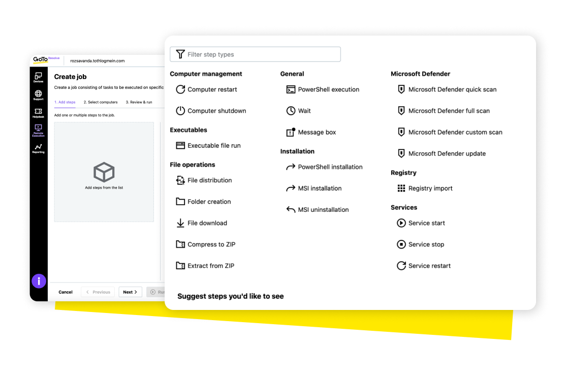   GoTo Resolve automatisant des tâches informatiques sur un écran d’ordinateur portable.