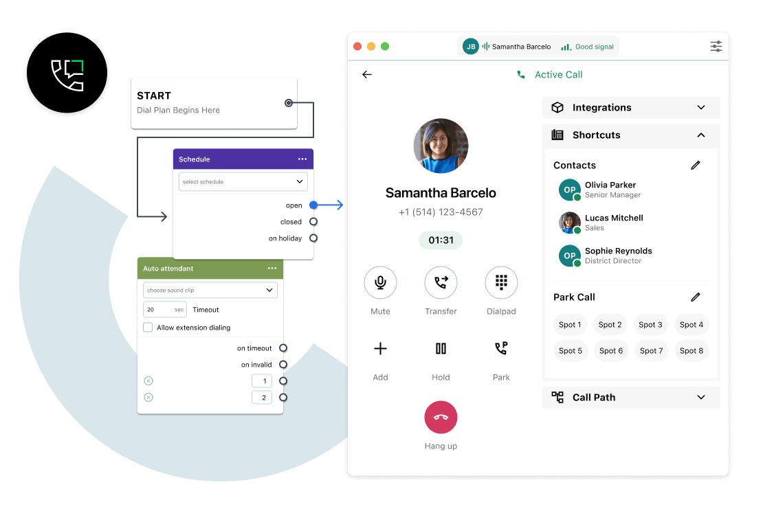 Capture d'écran de GoTo Connect CX présentant les fonctions d'acheminement des appels qui permettent aux administrateurs de soins de santé de rationaliser les opérations hospitalières et d'améliorer la communication avec les patients.