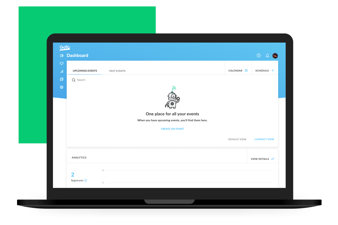 Interface showing a live GoTo Webinar session in a web browser.