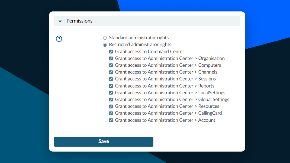 Het verlenen van toegang en machtigingen aan beheerders in Rescue.
