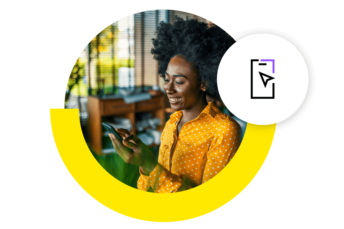 Employee securely using their mobile device for work with the help of GoTo Resolve's mobile device management software.